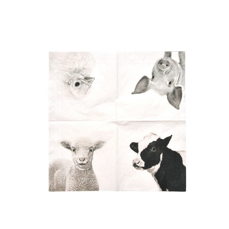Esschert Design Serviettes animaux de la ferme 25x25cm