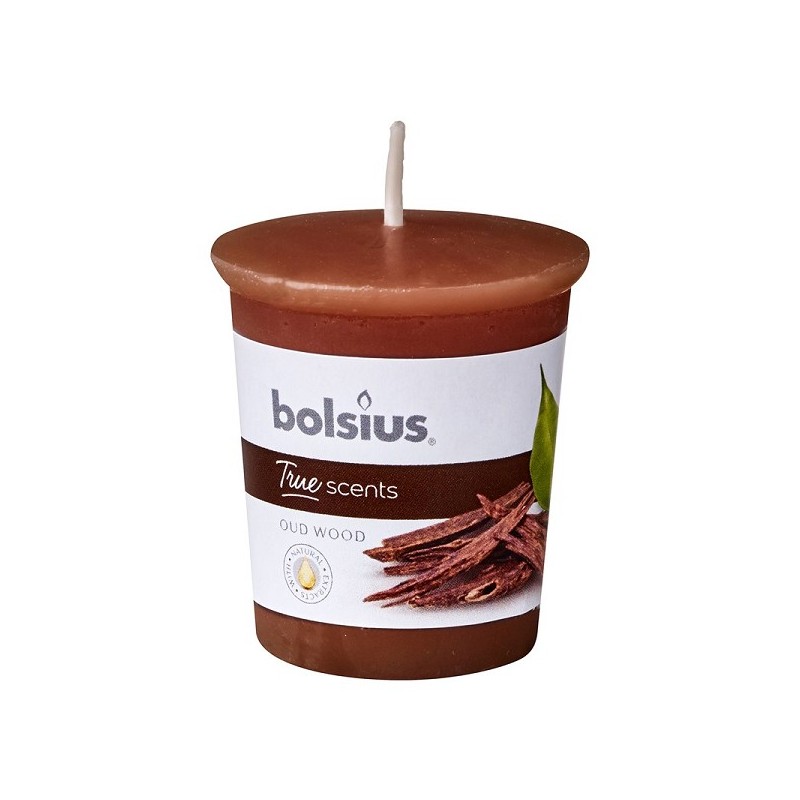 Bolsius Votive 53/45 ronde en bois de Oud 12 pcs