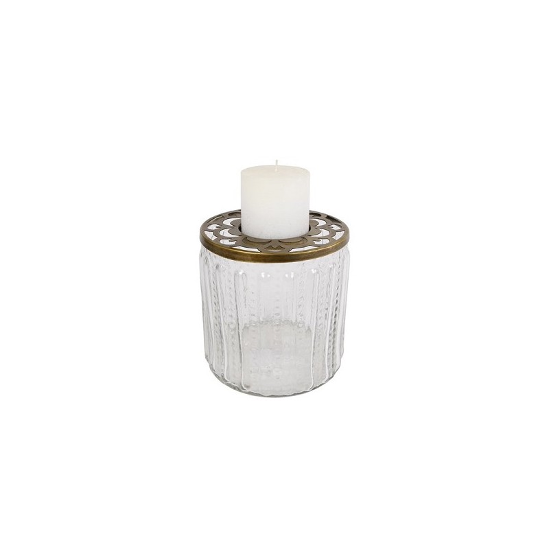Kandelaar rond " Open Jar" helder glas 16x16x15cm