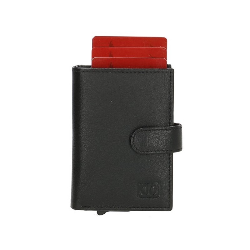Double-D creditcard etui zwart leder met ritsvak