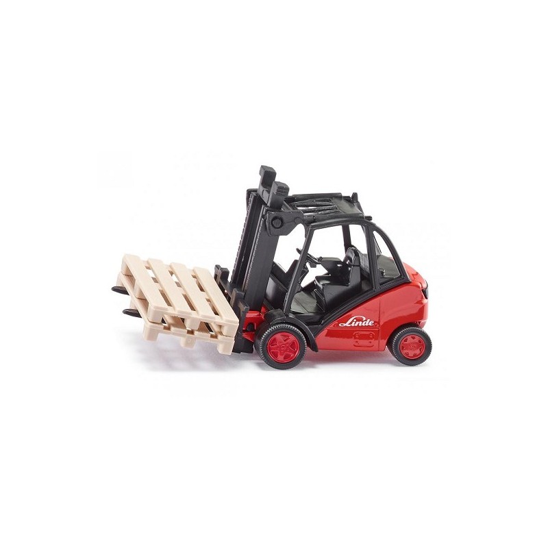 siku 1722, Linde heftruck, 1:50, metaal/kunststof, rood, beweegbare vork, incl. 2 pallets