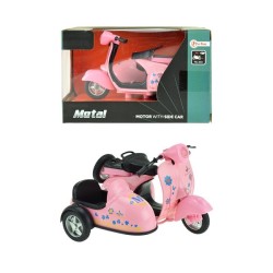 Toi Toys Moto à traction avec side-car 11,5x9cm rose
