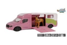 Kids Globe Anemone paardentruck die cast licht geluid roze 20cm