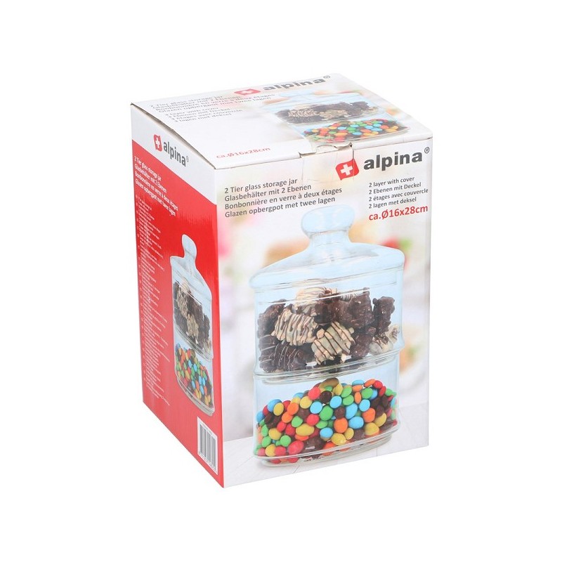 Alpina Voorraadpot stapelpot 2-laags glas Ø16x28cm