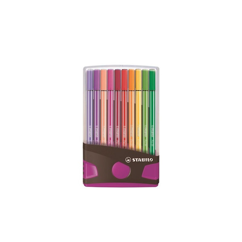 Stabilo viltstift pen 68 ColorParade antraciet/roze box a 20 stuks