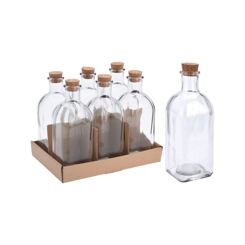 Bouteille en verre avec bouchon 500ml 7x7xh19cm