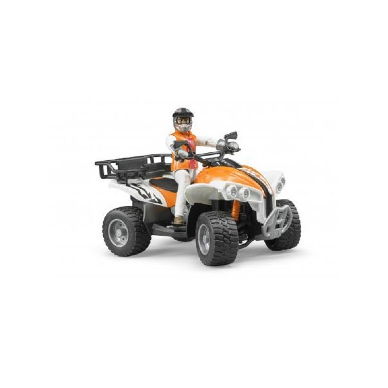 Bruder Quad met bestuurder oranje/wit schaal: 1:16