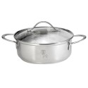 BerlingerHaus Silver Jewellery Cocotte basse en acier inoxydable Ø26cm avec couvercle en verre également induction 5,0L 26x10 cm