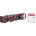 Bocaux de conservation ensemble de pots à confiture en verre avec couvercle à carreaux rouges 4 pcs