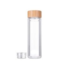 Flacon à infusion double paroi verre/bambou 400ml avec passoire inox