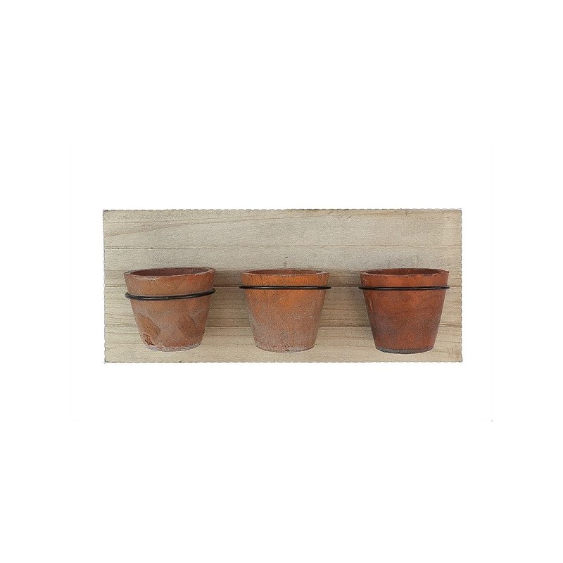 Étagère à plantes en bois avec 3 pots 46x10,5x20cm