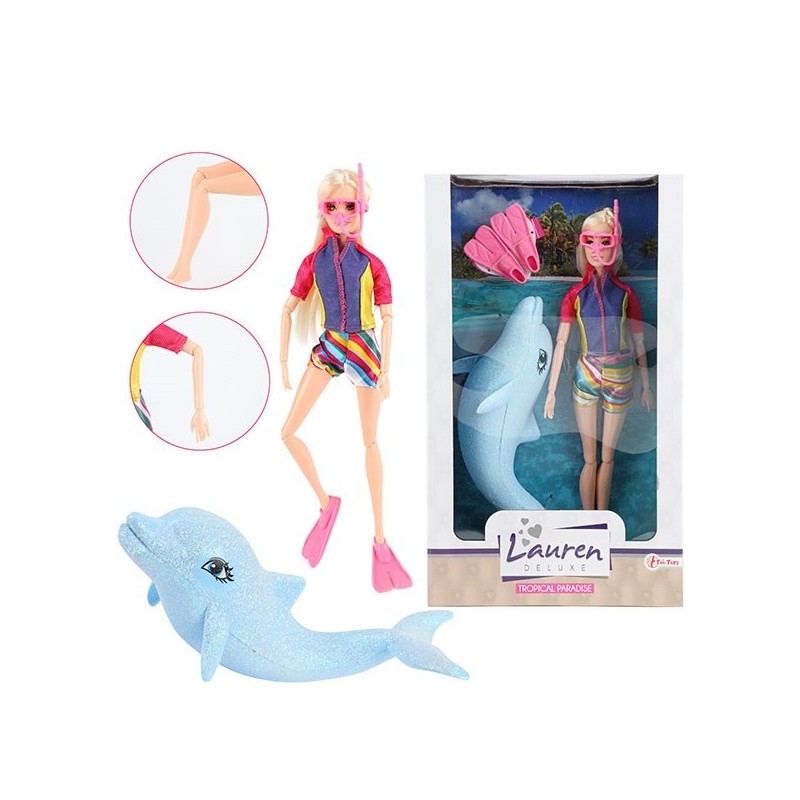 Toi Toys Lauren Teen poupée plongeuse avec dauphin pailleté