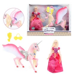 Toi Toys Lauren Teen poupée princesse avec cheval pailleté et accessoires