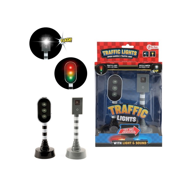Toi Toys Radars et feu tricolore avec panneaux de signalisation lumineux et sonores