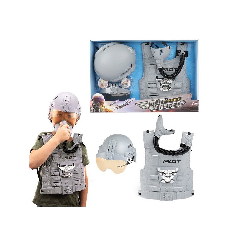 Toi Toys Verkleedset gevechtspiloot met helm en vest