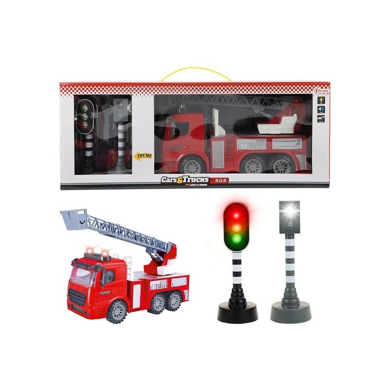 Toi Toys Set pompiers friction + feu tricolore (lumière + son)