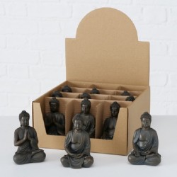 Boltze Home Figurine Bouddha H10cm en résine synthétique marron foncé