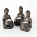 Boltze Home Theelichthouder Mahal Buddha H14x9cm kunsthars bruin