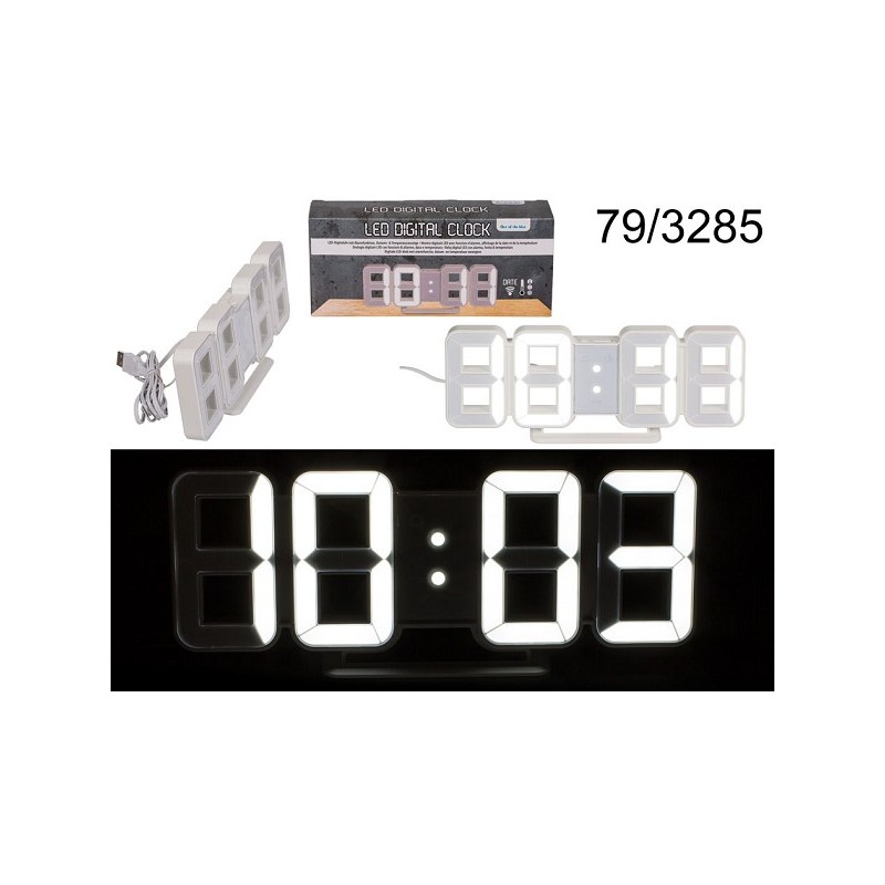 Digitale klok LED met alarm, datum- en temperatuuraanduiding 21,5x7,5cm
