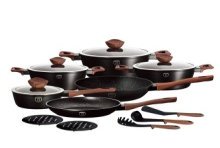 BerlingerHaus  pannenset 6 delig met toebehoren Ebony Rosewood Collection rose wood look