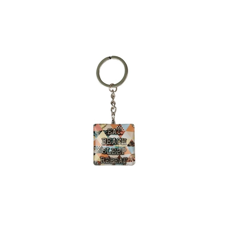 Porte-clés en verre avec texte 3,5x3,5x2cm