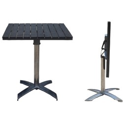 Table pliante Luna 70x70x75 structure alu / pied acier / plateau polywood