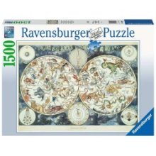 Ravensburger puzzel Wereldkaart met dieren 1500 stukjes