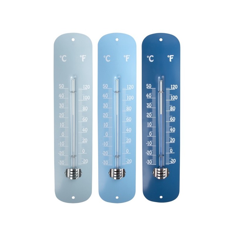 Esschert Design Thermomètre tons bleus zinc