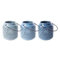 Esschert Design Lanterne en céramique aux nuances bleues