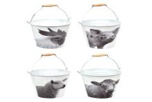 Esschert Design Seau zinc animaux de la ferme noir/blanc L 20,3 x L 44,5 x H 25cm