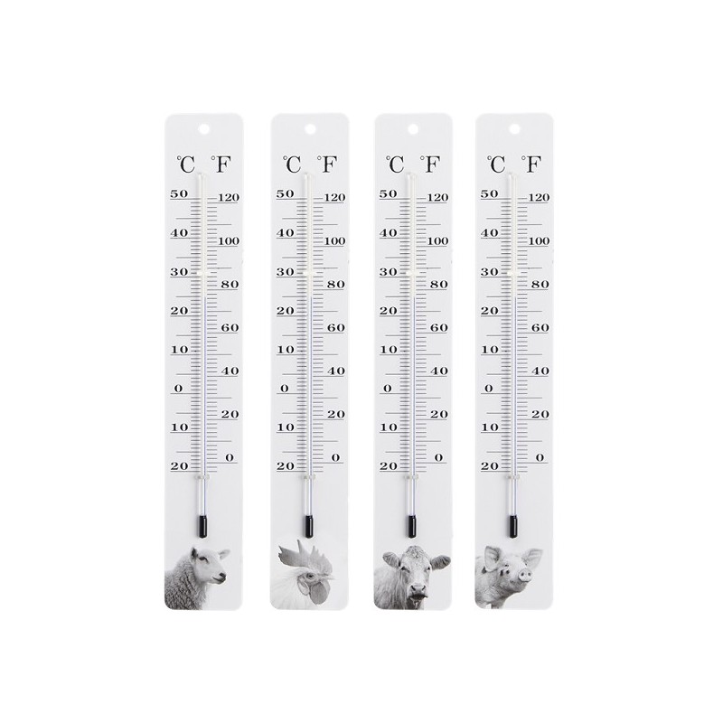 Esschert Design Thermomètre animaux de la ferme noir/blanc