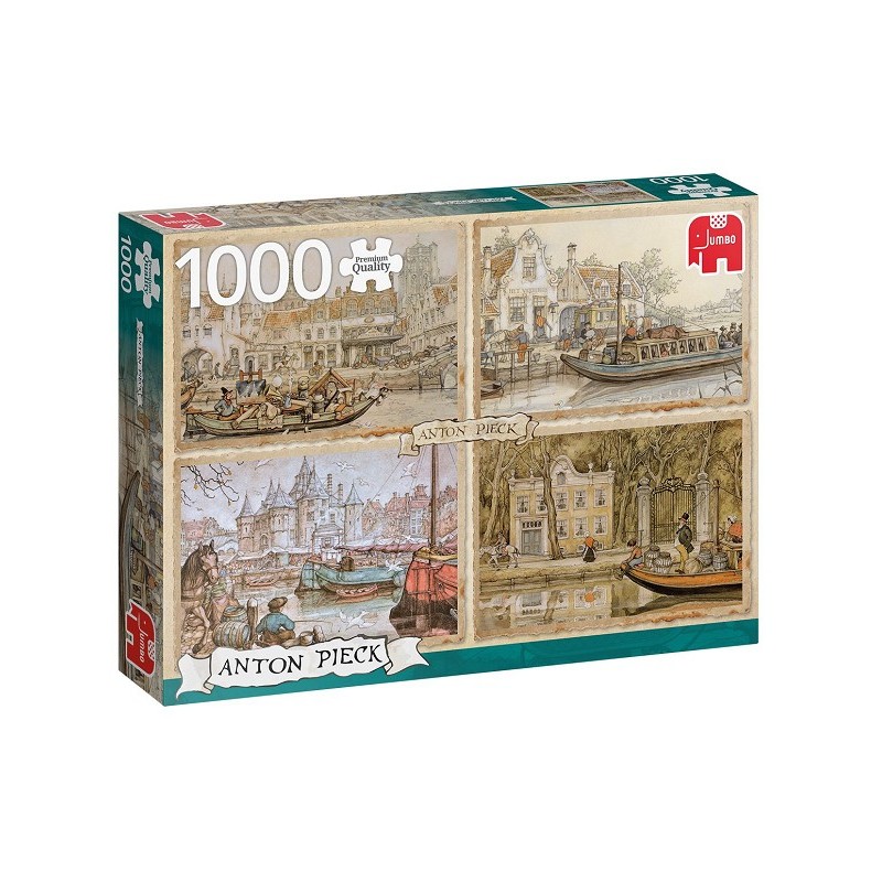 Puzzle Jumbo Anton Pieck Bateaux dans le canal 1000 pièces