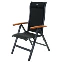 Fauteuil inclinable Torino alu / textilène avec accoudoirs en teck