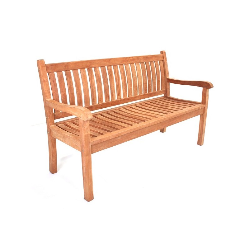 Banc de jardin Sipora FSC teck avec assise et dossier profilé130x62x90cm