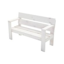 Banc de jardin 2 places Country FSC pin Blanc Wash144x51x85cm