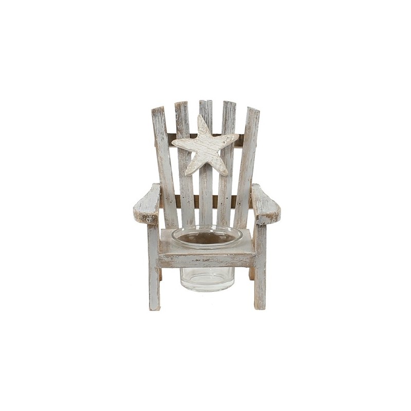 Waxinelichthouder stoel hout 12x12x15,5cm