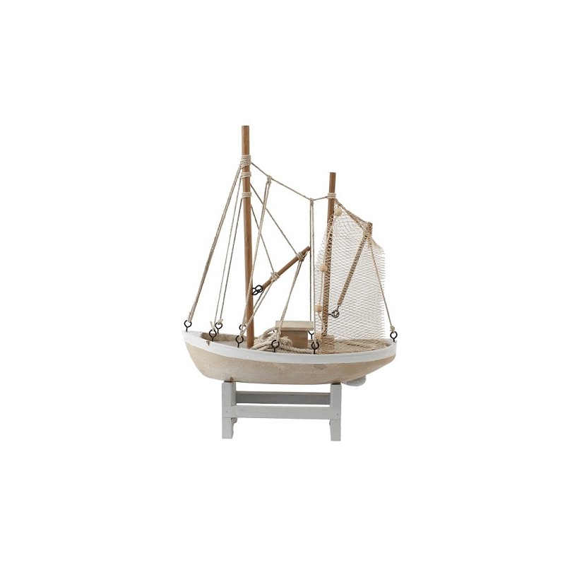 Decoratie vissersboot hout 28x38,5x8cm