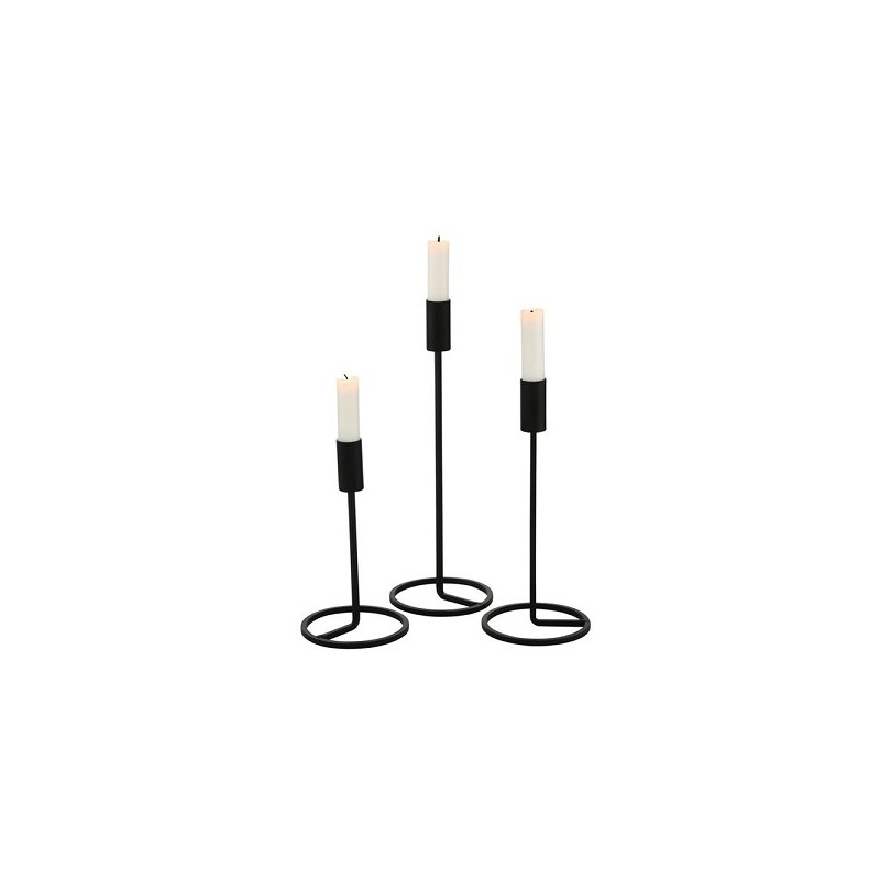 Boltze Home Bougeoir Fio fer noir lot de 3