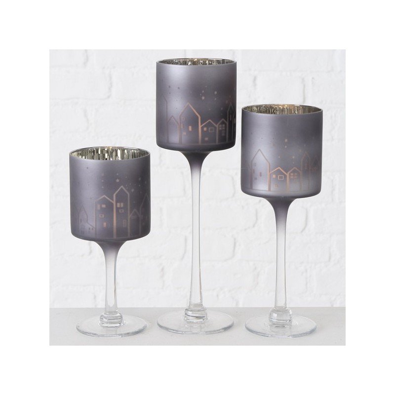 Boltze Home Windlicht Manou glas , 3 delig H20-30cm