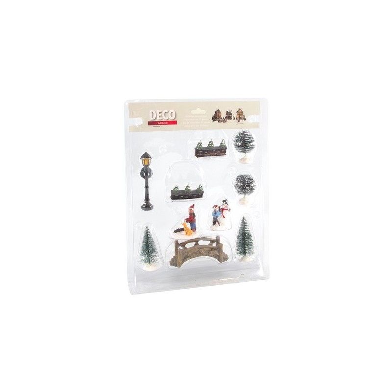 Set de figurines de Noël 10 pièces avec pont