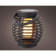 Lumineo  LED Solar lantaarn Ø14.5-H16cm kunststof vlam effect