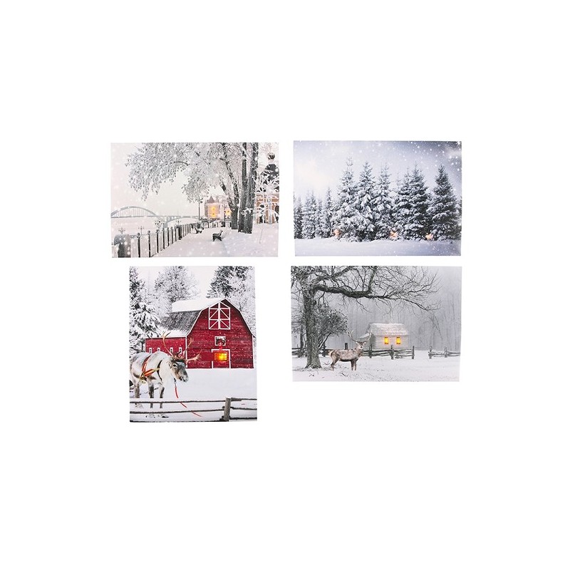 Canvas LED winter 30x40cm met timer exclusief 2xAA