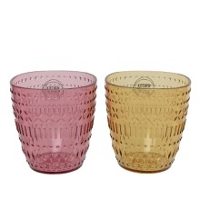 Decoris Mug plastique Ø8,8-H9,5cm pour intérieur ou extérieur en rose ou orange clair