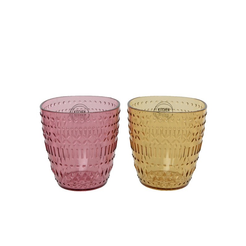 Decoris Mug plastique Ø8,8-H9,5cm pour intérieur ou extérieur en rose ou orange clair