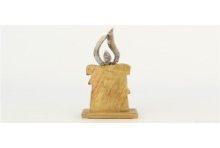 Deco kaars hout 12x6,5x30cm