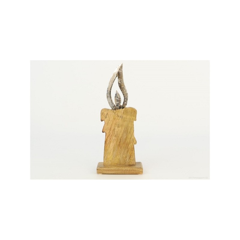 Deco kaars hout 12x6,5x30cm