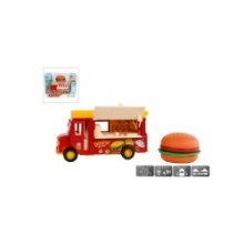 Foodtruck hamburger die cast pull back licht en geluid met magnetic induction 11cm