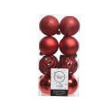 Decoris ensemble de boules de Noël mélange plastique 16 pièces dia6cm Noël rouge