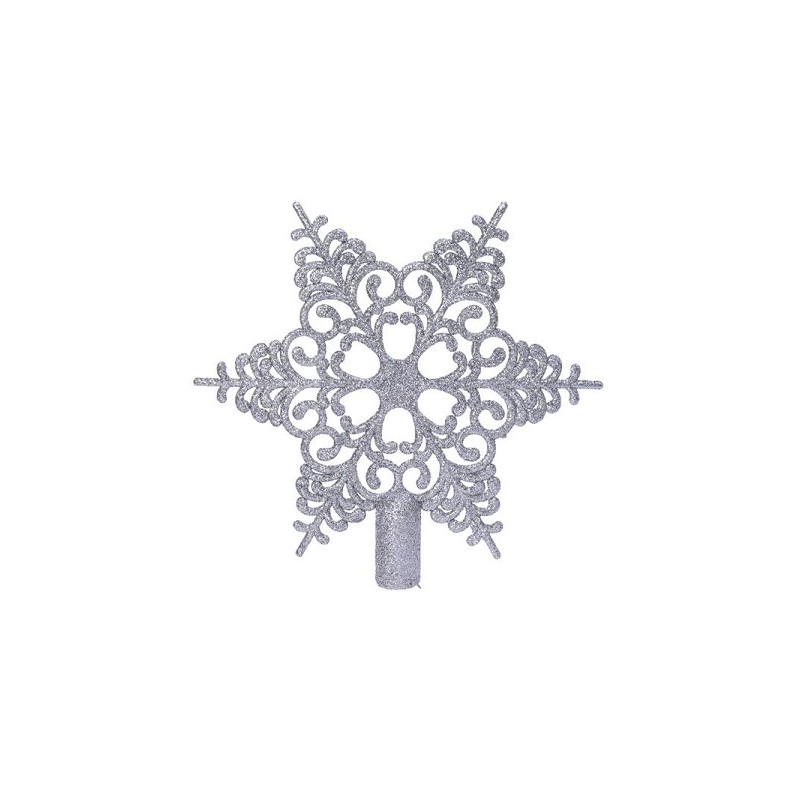 Piek kunststof sneeuwvlok 20,5x19cm zilver