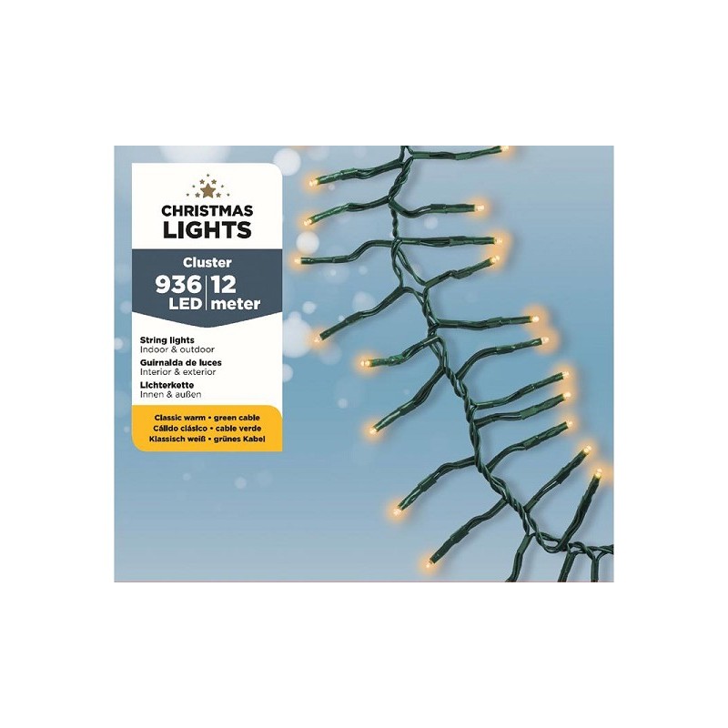 Lumineo LED budget Cluster verlichting buiten 1200cm-936L groen/klassiek warm